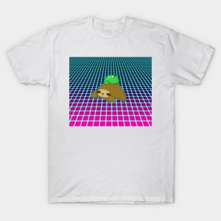 Chameleon and Sloth Vaporwave Grid T-Shirt